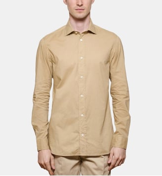 Chemise beige en voile de coton coupe droite - Atelier Privé - Beige