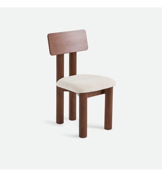 Chaise en frêne massif teinté et bouclette - La Redoute Interieurs - Teinté coloris noyer