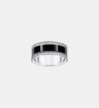 Bague ruban émail à froid noir et zircons - Thomas Sabo - Argent