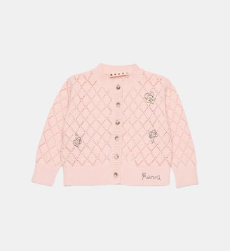Cardigan ajouré avec broderie florale - Marni - Rose