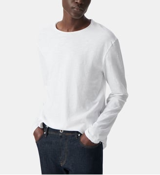 Tee-shirt col rond à manches longues L'Essentiel - Ikks - Blanc