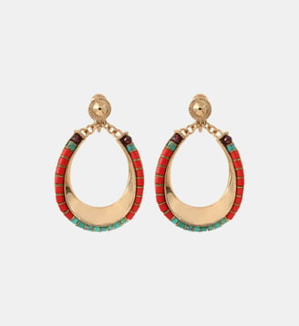 Boucles d'oreilles clips   - Ninon - Satellite - Turquoise et rouge