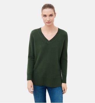 Pull mfrank 100% cachemire - Motif uni - Caroll - Vert kaki