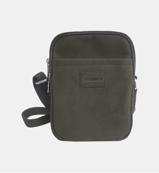Sacoche bandoulière en cuir et toile canvas Seattle - Serge Blanco - Vert olive
