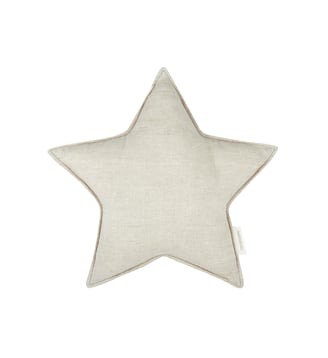 Coussin Étoile L1N0 en lin français lavé - Nobodinoz - Grège