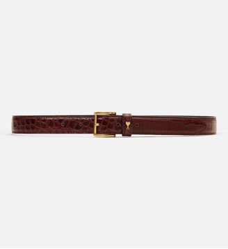 Ceinture Paris Paris crocodile 25mm unisexe en cuir de veau - AMI Paris - Marron