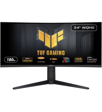 Ecran PC Gamer TUF VG34VQL3A 34" Incurvé 1500R UWQHD 180Hz VA HDR 400 HDMI 2.1 - Asus - Standard