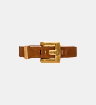 Ceinture Anthem en cuir suédé - Balmain - Marron
