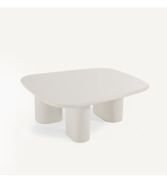 Table basse en acacia massif, hauteur 34,5 cm - AM.PM - Blanc écume