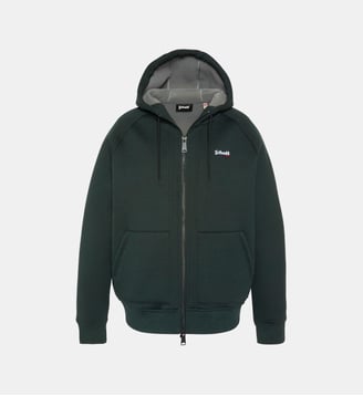 Sweatshirt zippé à capuche en Triplux - Schott - Vert foncé