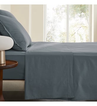 Drap plat en percale de coton lavé 120 fils AM.PM