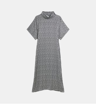 robe longue fluide imprimé pied de poule - Agnès b. - Noir