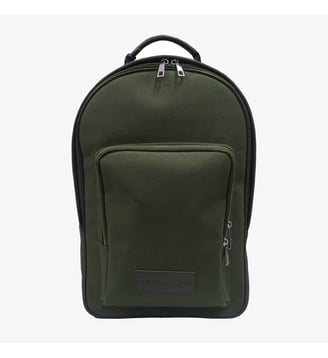 Sac à dos en cuir et toile canvas noir Seattle - Serge Blanco - Dark olive