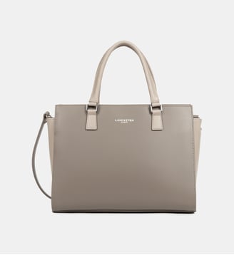 Grand sac cabas main Smooth en cuir - Lancaster - Taupe et galet