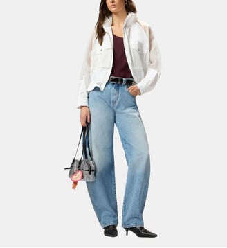 Veste technique avec empiècements transparents - Pinko - Blanc brillant