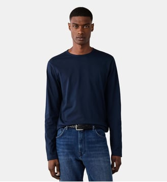 T-Shirt Coupe Regular À Manches Longues En Coton Pima - Hackett London - Old navy