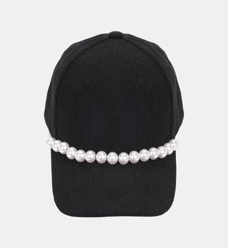 Casquette en velours et perles ALISE - Wild - Noir