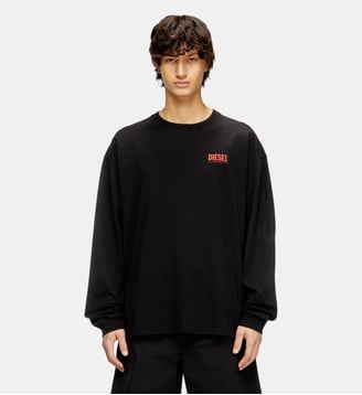 T-shirt à manches longues décontractée avec logo Biscotto - Diesel - Noir