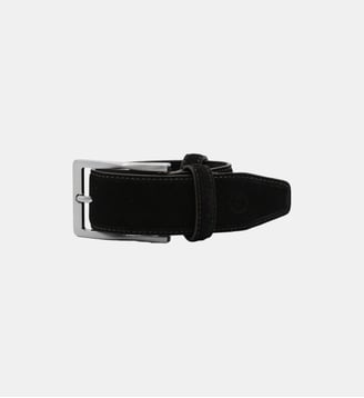 Ceinture en cuir nubuck avec surpiqûre en opposition - Serge Blanco - Noir