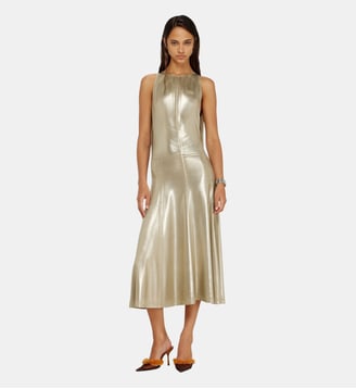 Robe midi métallisée fluide à dos ouvert Diesel