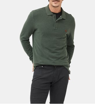 Polo uni slim en coton à manches longues The Gunn - Rodd & Gunn - Moss