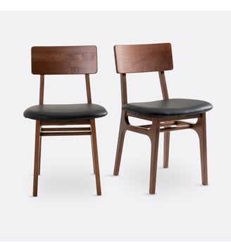 Lot de 2 chaises noyer et cuir - La Redoute Interieurs - Noyer