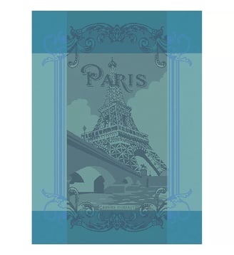 Torchon pur coton - Garnier Thiebaut - Bleu turquoise