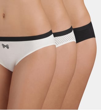 Lot de 3 Culottes Coton Les Pockets Coton - Dim - Noir et blanc