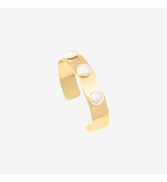Bracelet manchette doré creamrose pearl - bovary - Caroline Najman - Blanc