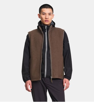 Veste sans manches laine bouillie col montant T-KIT - Aigle - Marron chiné