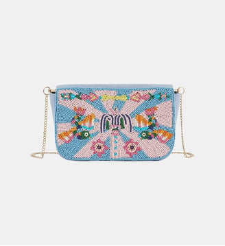 Pochette brodée de perles WANDA - Wild - Bleu