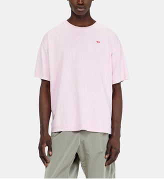 T-shirt en coton avec effet traité - Diesel - Rose