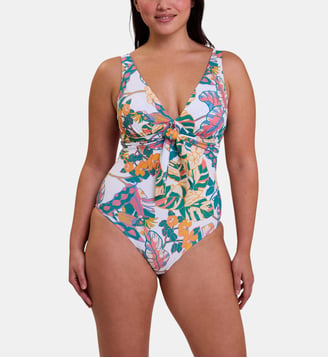 Maillot de bain une pièce Fidji - Sans Complexe - Imprimé exotique blanc