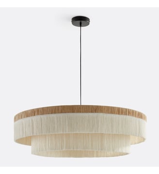 Suspension frangée en raphia Ø86 cm - La Redoute Interieurs - Naturel et crème