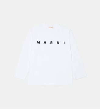 T-shirt en jersey à manches longues avec logo Marni - Marni - Blanc