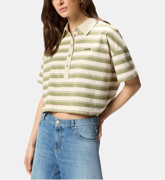 Polo cropped en jersey rayé avec col structuré - Pinko - Multicolore