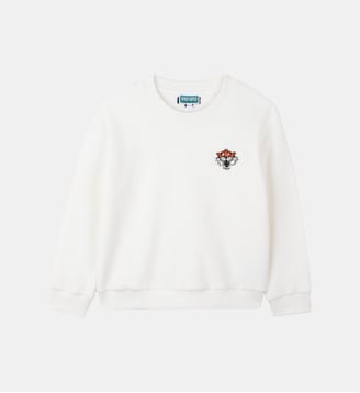 Sweat en molleton aspect bouclettes - Kenzo Kids - Off white
