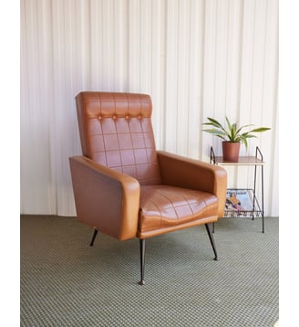 Fauteuil en skaï Jakob N°1321- Produit chiné - Debongout - Marron