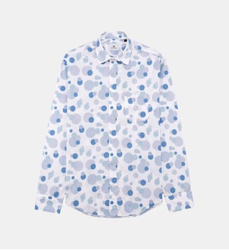Chemise manches longues unie en coton - Serge Blanco - Bleu ciel