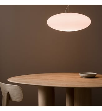 Suspension en verre givré, forme ovale - AM.PM - Opaline