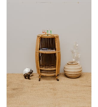 Desserte bar en rotin Henriette N°172- Produit chiné - Debongout - Bois clair
