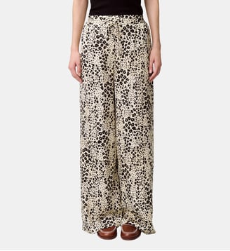Pantalon large satin léopard - Claudie Pierlot - Print clair