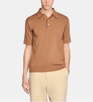 Polo en coton et soie - Sandro - Marron