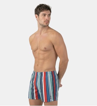 Short De Bain À Rayures Rétro - Ron Dorff - Rouge