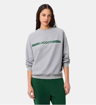 Sweatshirt d'intérieur molleton siglé - Lacoste - Gris chiné et vert
