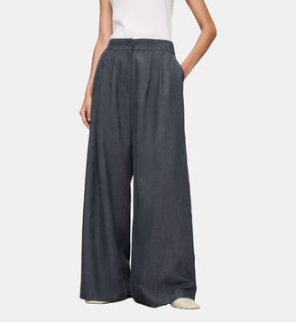 Pantalon double plissé en micro-velours côtelé - Adolfo Dominguez - Gris foncé