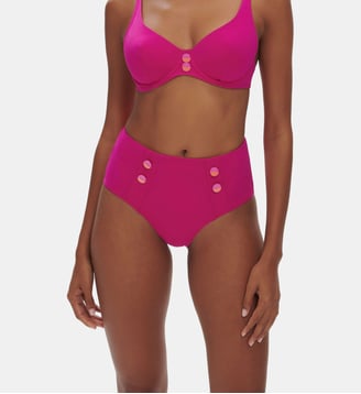 Culotte de bain taille haute - Rose Hibiscus - Simone Pérèle - Rose