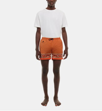 Short de bain en tissu technique à motif - Fursac - Orange