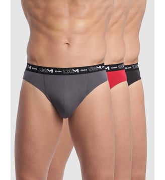 Lot de 3 Slips Homme Coton Stretch - Dim - Noir et rouge