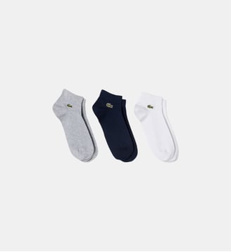 Lot de 3 paires de chaussettes basses - Lacoste - Gris chiné, bleu marine et blanc